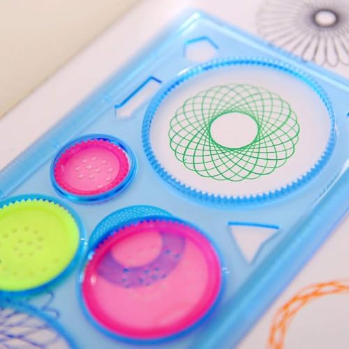 Image of Crackles Creative Gift Designer Spiral Spirograph Geometric Ruler Drafting Tools Art& Craft Sets School Stationery Return Gift for Children Kids Students Birthday Drawing Toys - Pack of 15