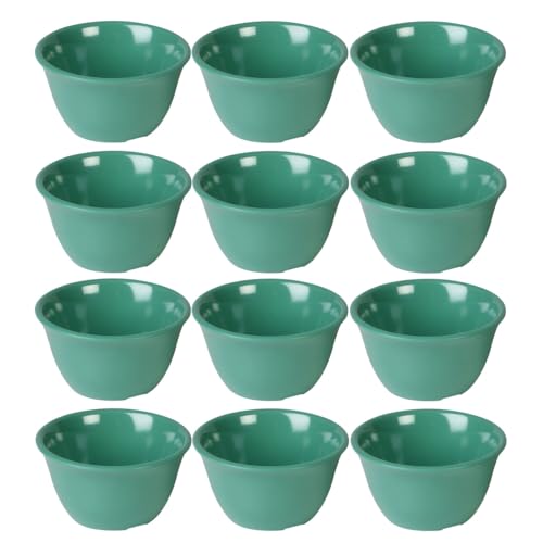 TrueCraftware- 7 oz Bouillon Cup Green Color Melamine Set of 12- Dishwasher Safe Break-Resistant Reusable Bowls Serving Soup Bowl Broth Cups Soup Bowls Ice Cream Dipping Sauce