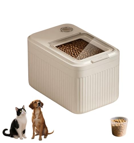 Xexevtk Dog Food Storage Container 2025 High-Capacity Pet Food Container Airtight with Cup Durable Design for Dog/Cat/Bird Food Storage Keep Dry Food Fresh (Beige 15 Pounds)