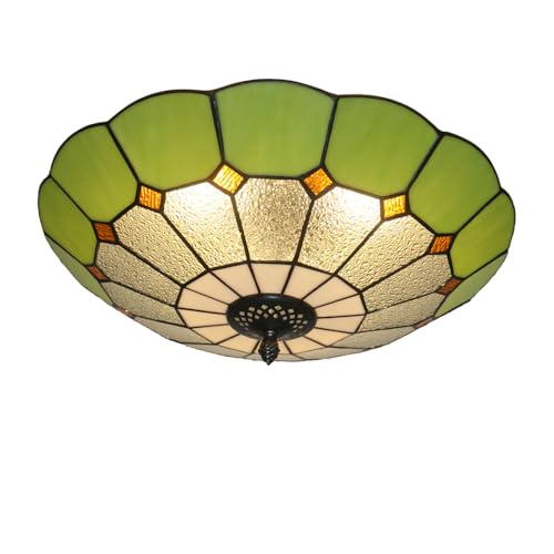 Xinyeal Tiffany Style Ceiling Light 16 Inch 3-Lights Stained Glass Flush Mount Ceiling Light for Bedroom Dining Room Living Room