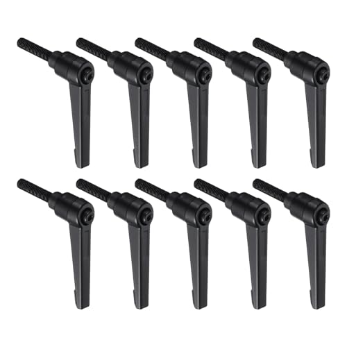Image of uxcell 10pcs Lever Adjustable Handles M6 x 25mm Metric Male Thread, Level Clamping Handle Hand Stud Knobs Rotating Screw Handles Bolts with Locking Lever, Black