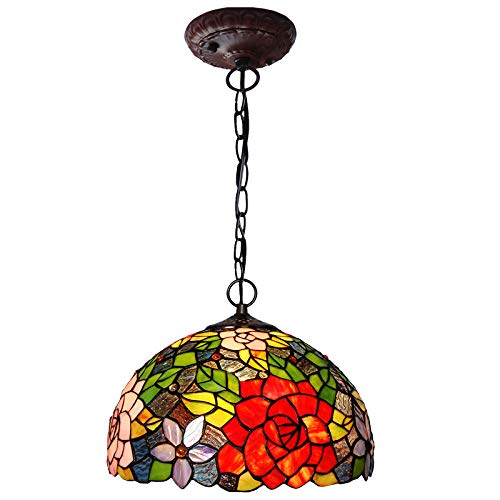 12-Calowe Lampy Wiszące W Stylu Tiffany Rose Śródziemnomorskie Kreatywne Szklane Żyrandole Lampy Wiszące 30cm