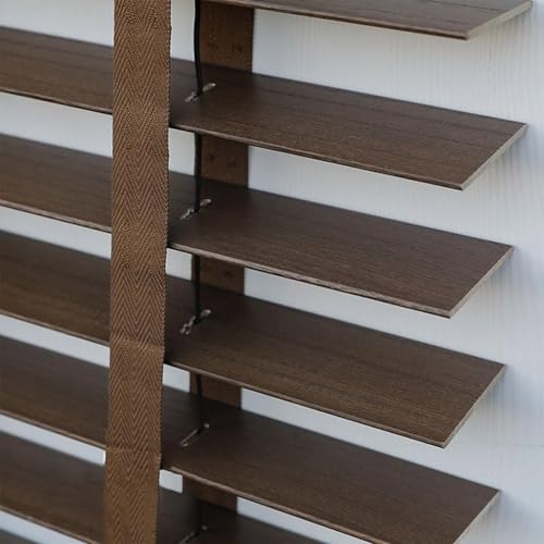 Persianas Venecianas de Madera para Ventanas Puertas Balcones Estores Privacidad, 60cm 70cm 80cm 90cm 100cm 120cm 140cm 160cm(Café)
