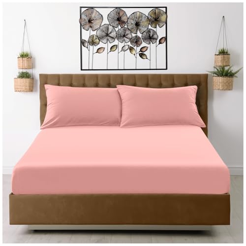 GC GAVENO CAVAILIA Fitted Sheet Single Bed (91 x 190cm) - Bedding Sheets - Plain Dyed Microfiber Bed Sheets Single - (10 inch) 25cm Deep Pocket Bottom Sheet - Easycare - Fade Resistant - Pink