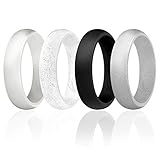 ROQ Silicone Wedding Ring For Women, Affordable Silicone Rubber Wedding Bands Bridal Sets - Glitters...