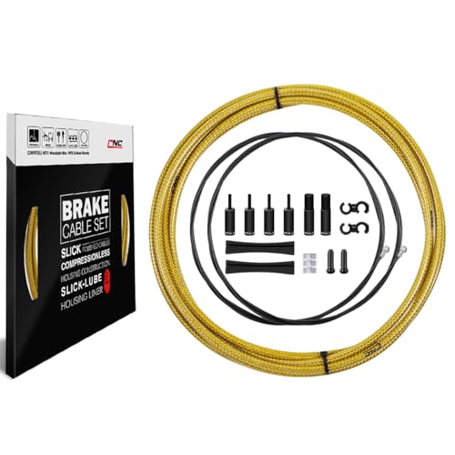 CNC Road Bike Brake Cable Kit,Universal Brake Cable Housing Coated Braided & Teflon Inner line For Bicycle Road Bike（Black/Gold/Silver/Titanium silver）
