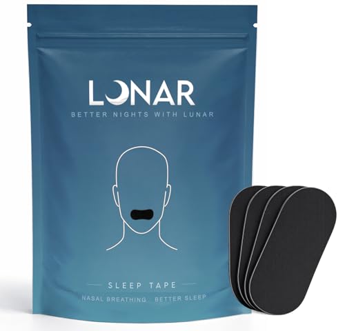 LUNAR Mouth Tape for Sleeping 30 Nights Hypoallergenic Skin-Friendly Adhesive Dermatologically Tested Helps Reduce Snoring & Supports Nasal Breathing for Men & Women