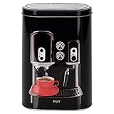 hibuy Kaffeedose - Vorratsdose im Espresso Siebträgermaschine Design - für Kaffeepads, Kaffeepulver, Kakao & Zucker - schwarz
