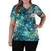 T Shirts for Women UK V Neck Short Sleeve Top with and Print Relaxed Fit Lightweight Casual Blouse Daily Wear Army Green 3XL #1