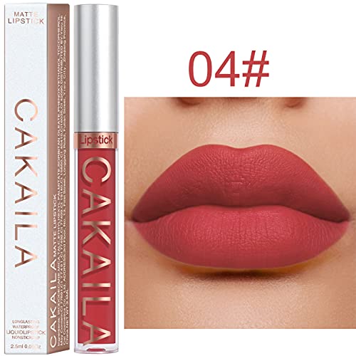 3Pcs Matte Liquid Lipstick Set Lip Stain Makeup, 24 Hour Long Lasting Waterproof Dark Red Matt Lipsticks Lip Gloss Sets Kit For Women, Velvety High Pigmented Nude Lipgloss Make Up Gift Set (04-06) #TOP1
