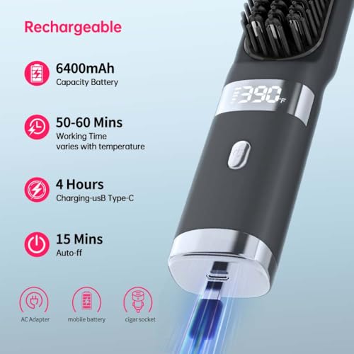 Cordless Hair Straightener Brush Portable on The go Comb for Travel USB chargingTwo Power  - image 4