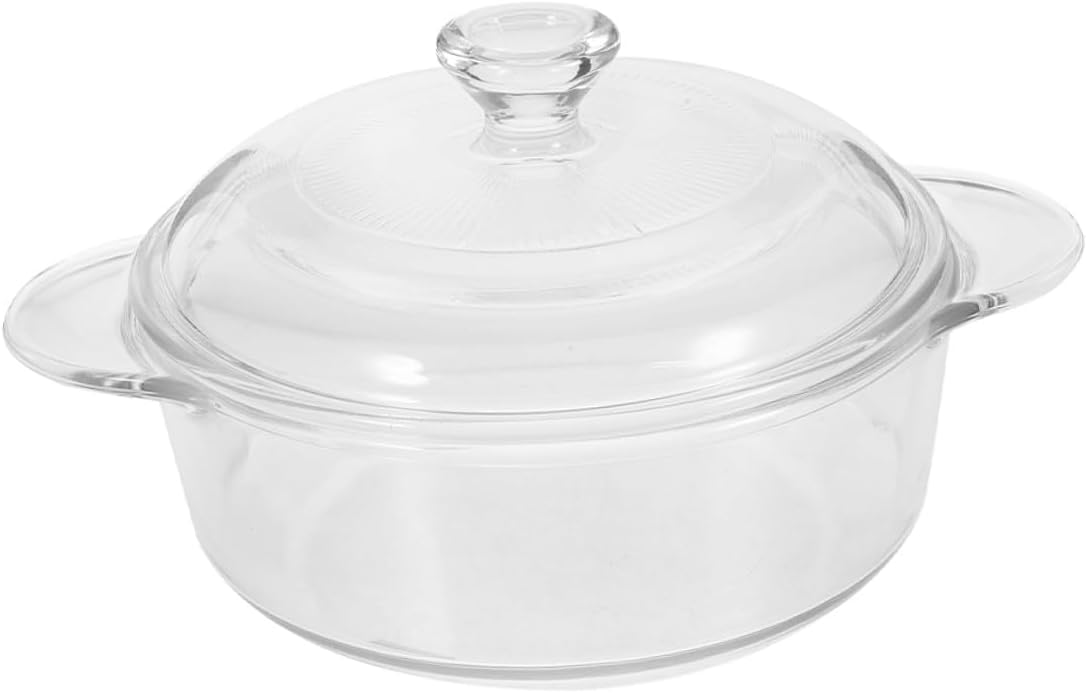 CHILDWEET Heat-resistant Glass Bowl with Lid 1.7l Large Glass Salad Serving Bowl Extended Handle for Kitchen Food Storage and Party Serving