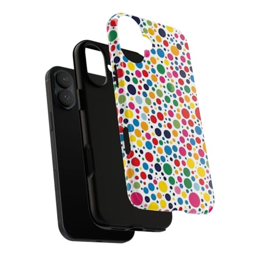 Coque iPhone 16 Plus rigide blanche à motif pois colorés finition brillante - 3
