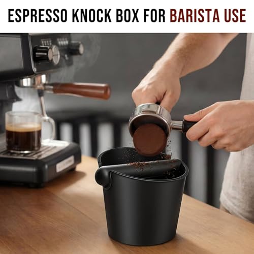Kestreln Coffee Knock Box - ABS Espresso Grounds Bin with Low-Noise Removable Bar & Non-Slip Base for Home Baristas (Black) - Image 7