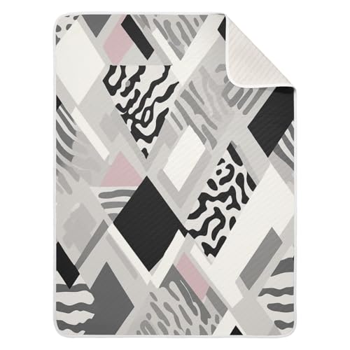 Irregular Geometric Blocks Baby Swaddle Blanket for Boys and Girls, Muslin Baby Receiving Swaddle Blanket, Soft Cotton Nursery Swaddling Blankets for Newborn Toddler Infant