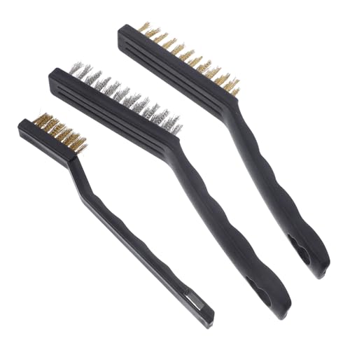 TIDTALEO Portable Wire Brush Set 3-Piece Brass and Stainless Steel 7'' Copper Wire Brush
