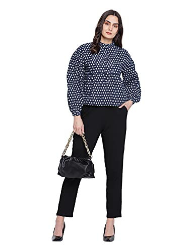Image of oxolloxo Women Regular Fit Polyester Pencil Solid Casual Black Pant