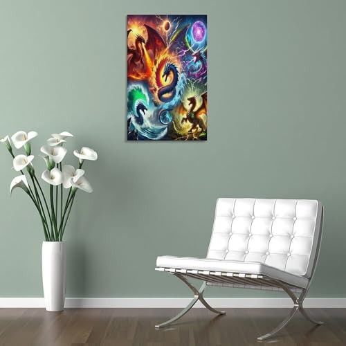 Dragon Murale Tableau Impression Sur Toile Décoration Maison 40x60cm