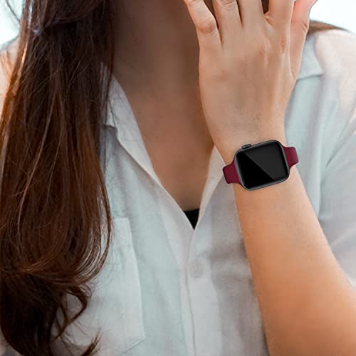 Image of Acrbiutu Bands Compatible with Apple Watch 38mm 40mm 42mm 44mm, Slim Thin Narrow Silicone Sport Accessory Strap Wristband for iWatch Series 1 /2 /3 /4 /5 Women Men