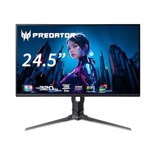 Acer Predator XB253Q F3 Gaming Monitor 24.5 Zoll (62 cm Bildschirm) Full HD, IPS, 320Hz DP, 240Hz HDMI, 1ms(VRB), DP 1.4, 2xHDMI 2.0, höhenverstellbar, drehbar (Pivot), FreeSync Premium
