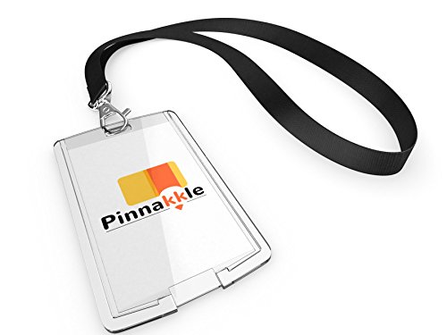 Pinnakkle Transparent ID Card Badge Holder With Lanyard and Detachable Metal Clip