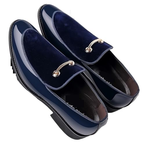 Dress Shoes for Men Men's Faux Patent Leather Loafers Stylish Business Moccasins for Spring Autumn, Perfect for Weddings2
