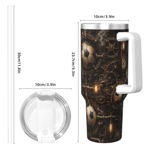 Taza de viaje de 40 oz Vintage Gear Soccer con tapa con pajilla que mantiene tu bebida fría 5