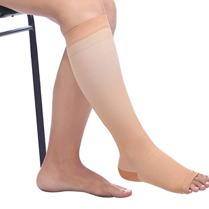 Medical Compression Stockings for Varicose Vein ! With Graduated Compression (Below Knee - XXL, Type: Beige-Class 2)-image-48