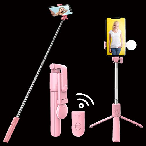 MZSX Palo Selfie Trípode, 3 en 1 Selfie Stick Móvil Bluetooth con Inalámbrico Control Remoto, Aluminio, Compatible iPhone 12/11/XS MAX/XS/XR/X/8 Plus/8m, Más Cover