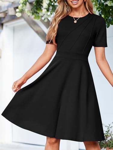Image of YIOYOLA Fit and Flare Work Dresses for Women Business Casual Office Church Cocktail Party Aline Dress with Pockets