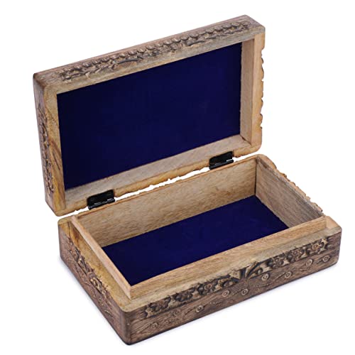 Ajuny Wooden Jewellry Box Tree of Life Carvings Travel Trinket Holder Storage Case Handmade Treasure Box Keepsake Organizer Unique Gifts for Men & Women - Image 3