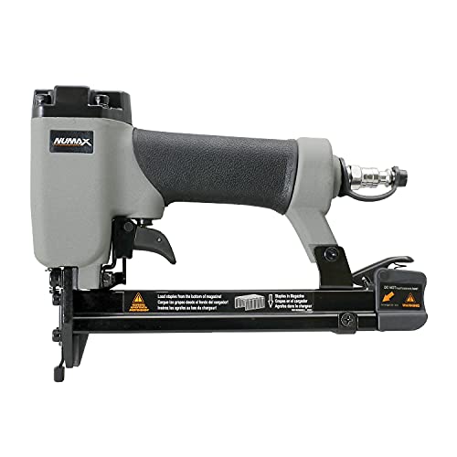 Numax Sfws Pneumatic 20-Gauge 9/16" Fine Wire Stapler – Compatible With Arrow T50 Staples, Gray & Black #TOP1