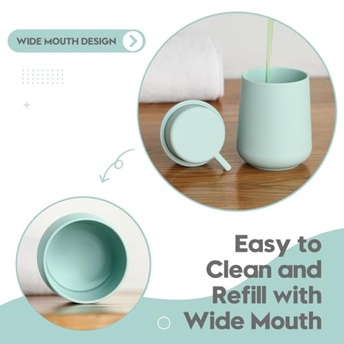 Image of YAUKPH Light Green Foaming Hand Soap Dispenser Plastic 11 oz - Modern Minimalist Style for Bathroom & Kitchen Countertop Refillable