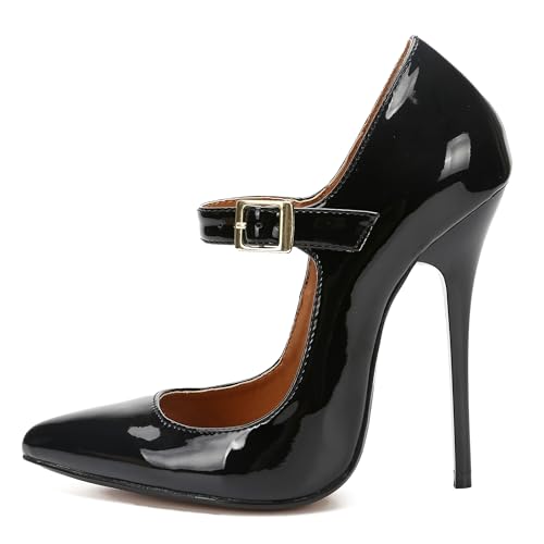 Image of Unisex Men's Women's Pointed Toe Stiletto High Heel Buckle up Pumps
