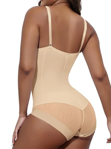 Image of Hilinker Women's V Neck Spaghetti Strap Bodysuit Sexy Sleeveless Camisole Bustier Top