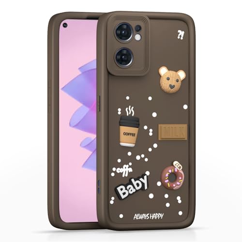 Image of Pikkme Back Cover for Oppo Reno 7 5G | Cute Fun Cartoon 3D Bear Silicone Full Body Protection Bumper Case (Brown)