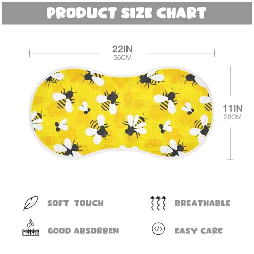 2 Pack Muslin Burp Cloths Bee Yellow Cotton Baby Burp Cloths Ultra Absorbent and Soft Burping Cloth for Newborn Boys Girls, Large 22" x 11"2