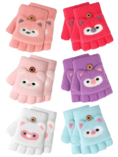 Image of Geyoga 6 Pairs Kids Fingerless Gloves