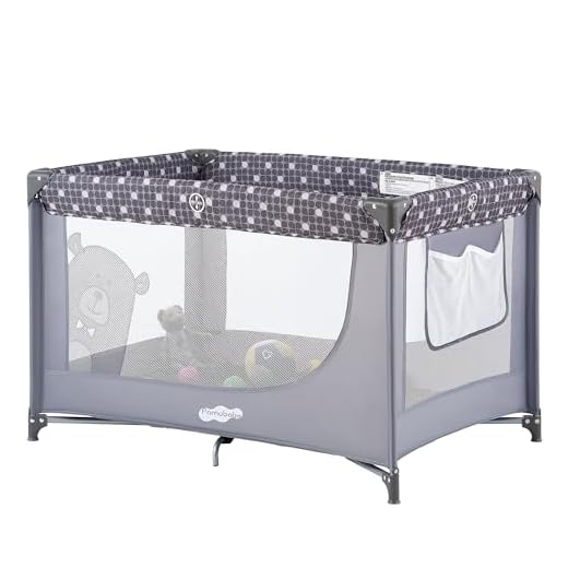 Pamo Babe Compact Pack and Play - Portable Crib for Baby, Lightweight Foldable Travel Playard with Mattress Pad & Carry Bag, Safe Breathable Travel Bed for Home, Trips & Family Visits, Cute Pattern
