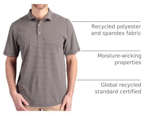 Image of Cutter & Buck Mens Short Sleeve Virtue Eco Pique Stripe Recycled Mens Big and Tall Polo