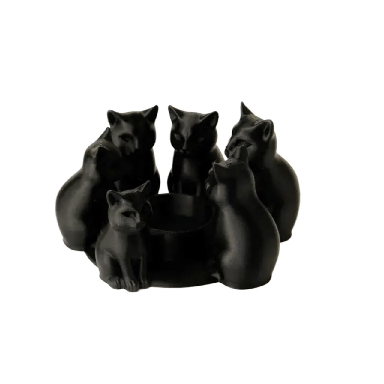 Chandelier chat noir circulaire : bougeoir décoratif à 6 chats assis