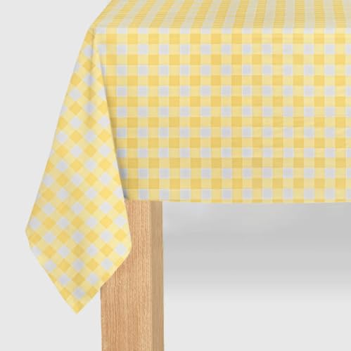 Image of Coterie Yellow Gingham Paper Tablecloth | Rectangle Tablecloth /Table Cover for Bridal and Baby Shower, Tea Party, Garden Party, Birthday | 8.5' by 4.5' Table Cloth Rectangle