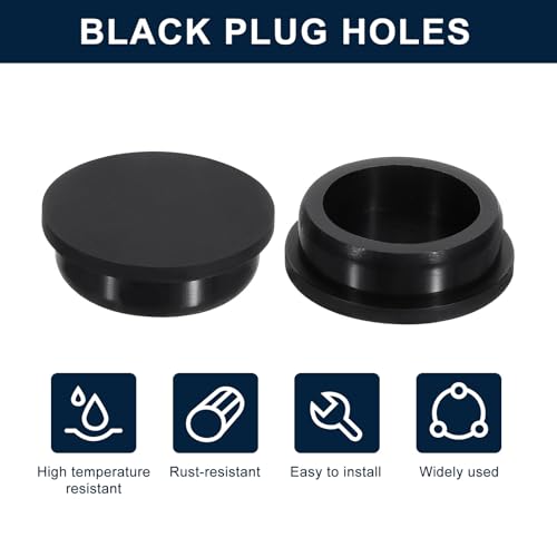 Image of uxcell 2 Pcs Black Plug Holes, Waterproof Rubber Button Plug for 47mm / 1.85 inch Hole