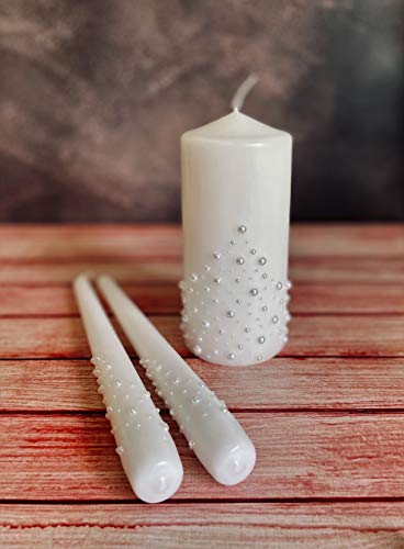 Magik Life Unity Candle Set for Wedding - Wedding Accessories for Reception and Ceremony - Candle Sets - 6 Inch Pillar and 2 10 Inch Tapers - Decorative Pillars White - Thumbnail 5
