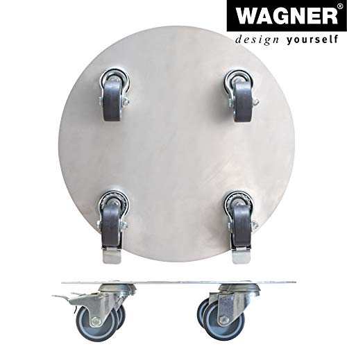 Wagner Pflanzenroller Alaska Ø 30 x 7,5 cm I Blumenroller für Außenbereich + Innenbereich I Kübelroller Aluminium I 2 Total-Feststeller I Tragkraft 100 kg I Made in DE - 20700501