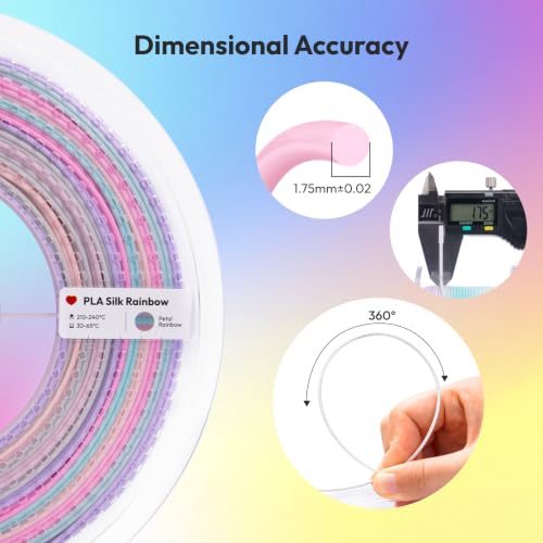 Image of Silk Rainbow Petal PLA Filament 1.75mm, Soft Floral Gradient Multicolor 3D Printer Filament, Smooth Glossy Petal Luster Perfect for DIY Art Floral Decor