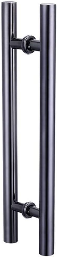 Sliding Door Handle Stainless Steel Swing Shower Door Handle,80CM/31.5in Glass Door Handle Set for Hotel Restaurant Kiten,Easy to Install(Color:Matte Black,Size:Hole 50CM/19.69")