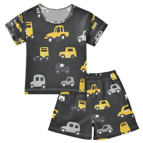 senya Short Sleeve Pajamas Sets Summer Cotton Sleepwear Yellow Gray Car