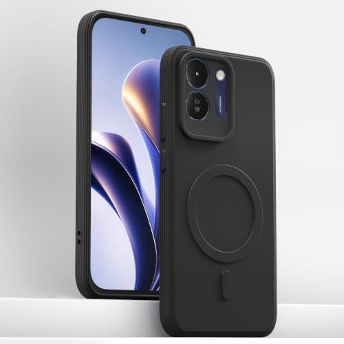 Image of Outlouders Back Cover for Poco M8x 5G | Soft Matte Silicone | Slim Fit | Magnetic-Safe Logo Design (Magnetic-Safe Not Compatible) | Shockproof | Camera Protection Bumper Case (Black)