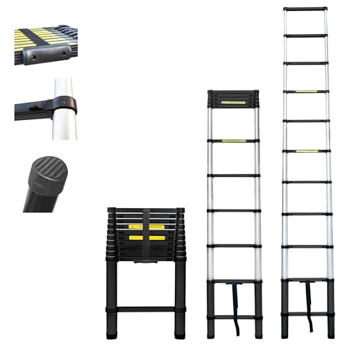 HOSTRÖM Echelle telescopique 3,2m TELESCOO11, Aluminium, Pliable, Extensible, Hauteur de Travail Max 4,1m, Standart EN131, Garantie 5 Ans